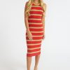 Women Mother | The Chin Ups Midi Dress Red And Mint