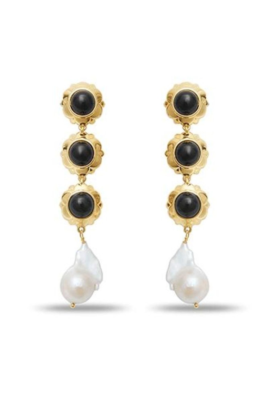 Women e.Allen | Eva Pearl Linear Earrings Jet