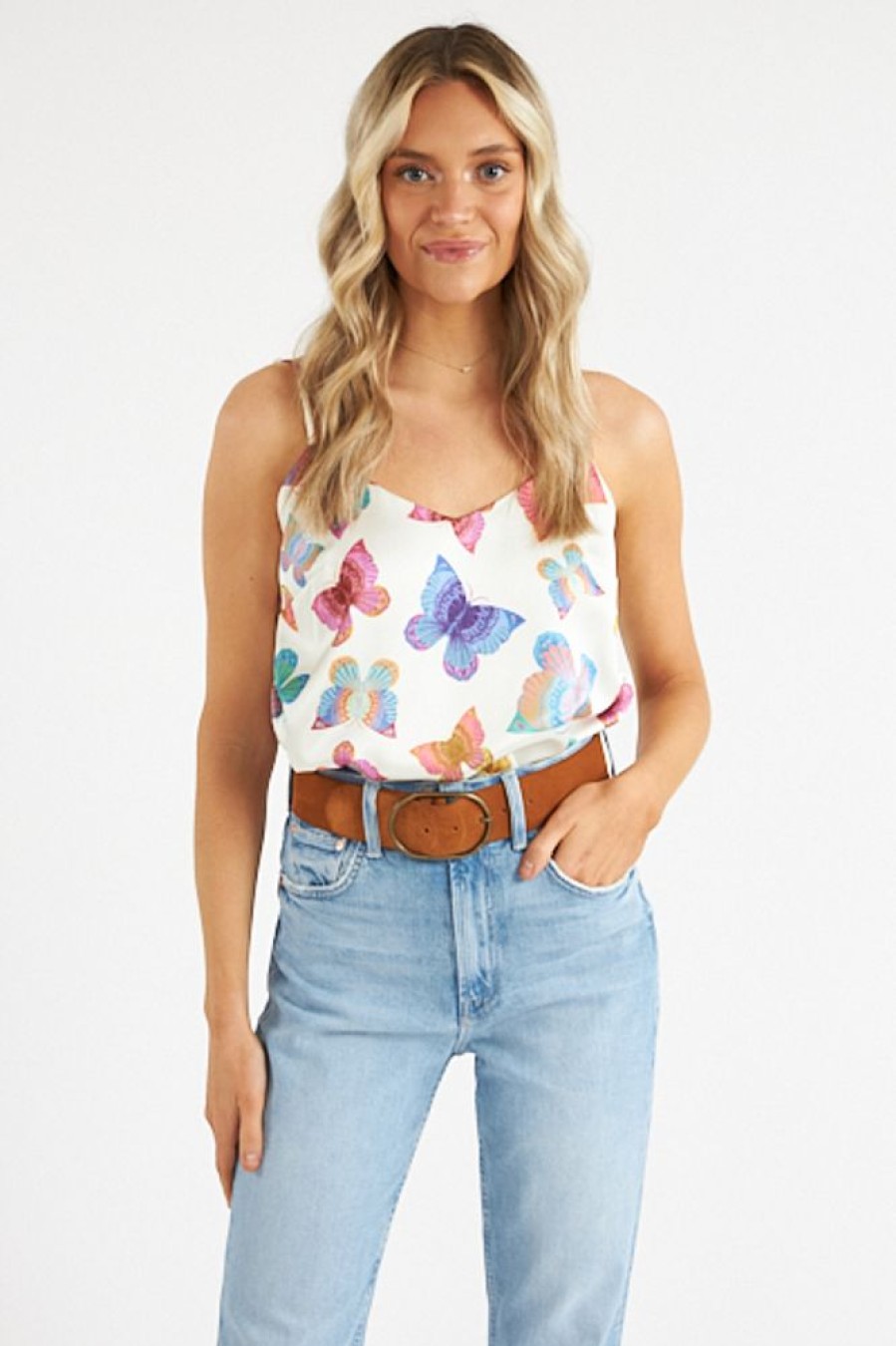 Women Show Me Your MuMu Blouses | Spotlight Tank Rainbow Butterflies