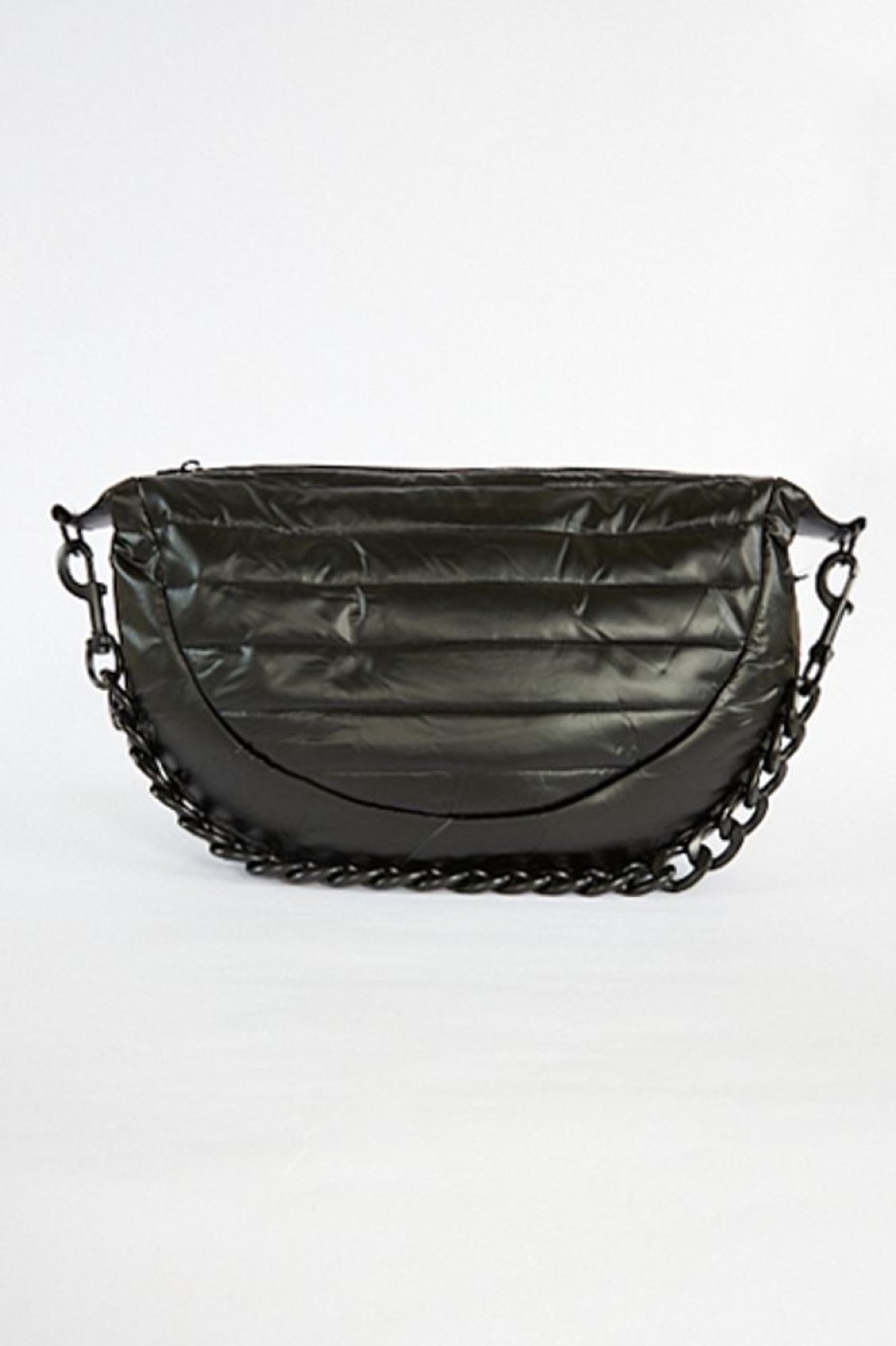 Women Think Royln | Elton Hobo Cross Body Black On Black Chain Pearl Black