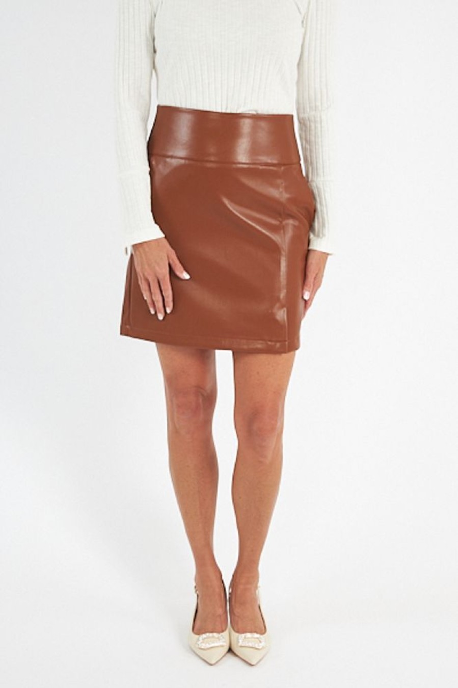 Women Esqualo Skirts | Faux Leather Skirt