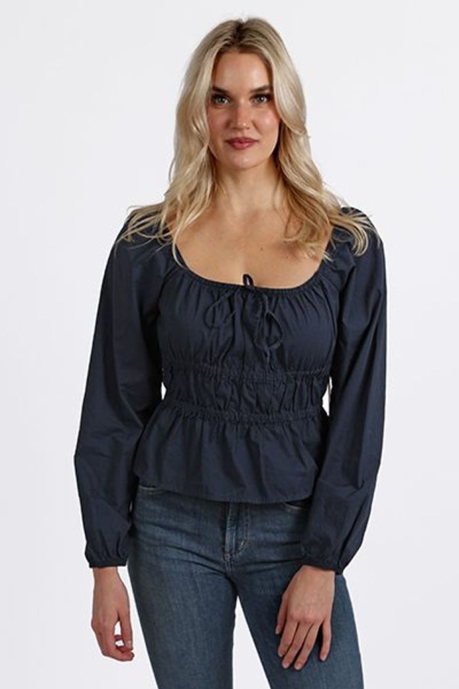 Women e.Allen Blouses | Gianna Elastic Waist Blouse Night Horizo