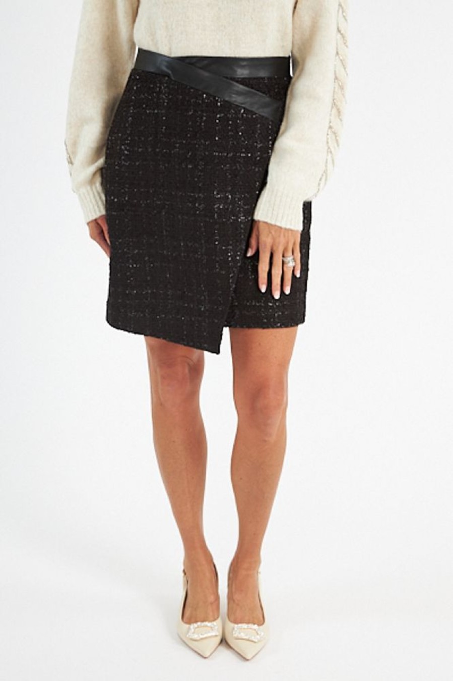 Women Esqualo Skirts | Tweed Overlap Skirt