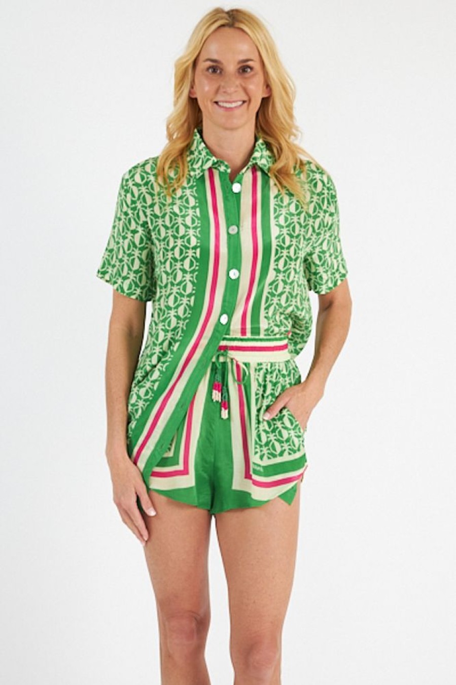 Women Farm Rio Blouses | Pineapple Scarf Green Shirt