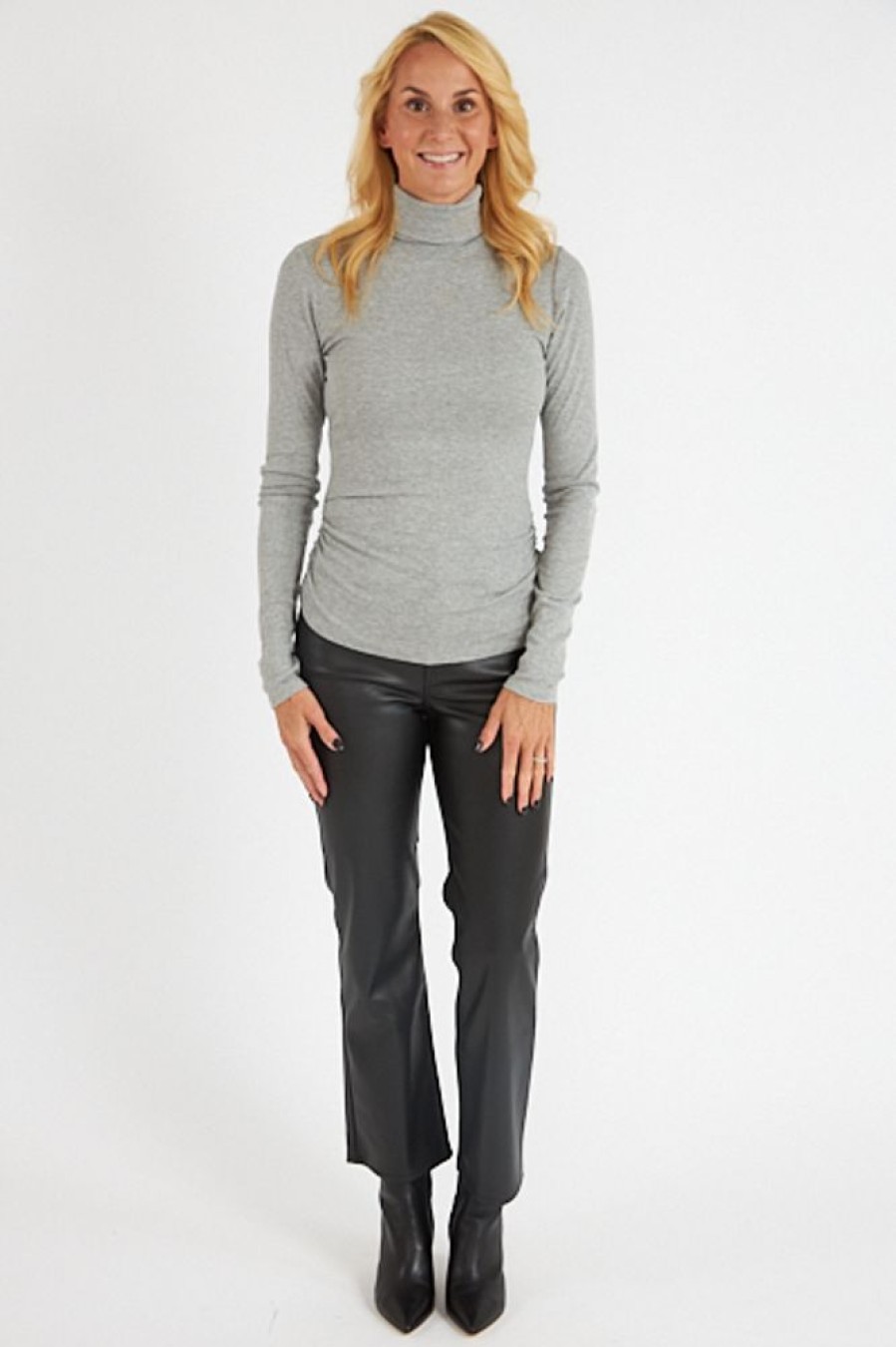 Women Michael Stars Tees | Beck Ruched Turtleneck Tee