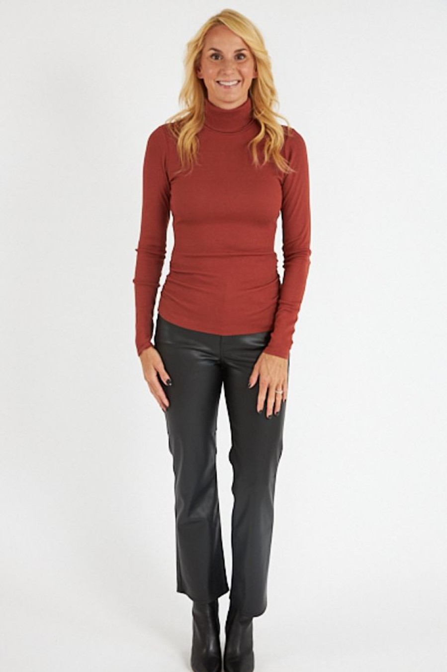 Women Michael Stars Tees | Beck Ruched Turtleneck Tee