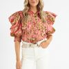 Women Farm Rio Blouses | Aura Floral Soft Pink Ss Blouse