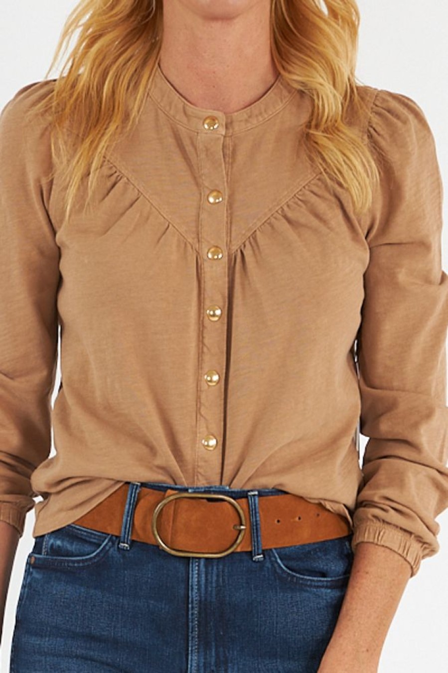 Women Nation Blouses | Luanne Yoked Snap Tee