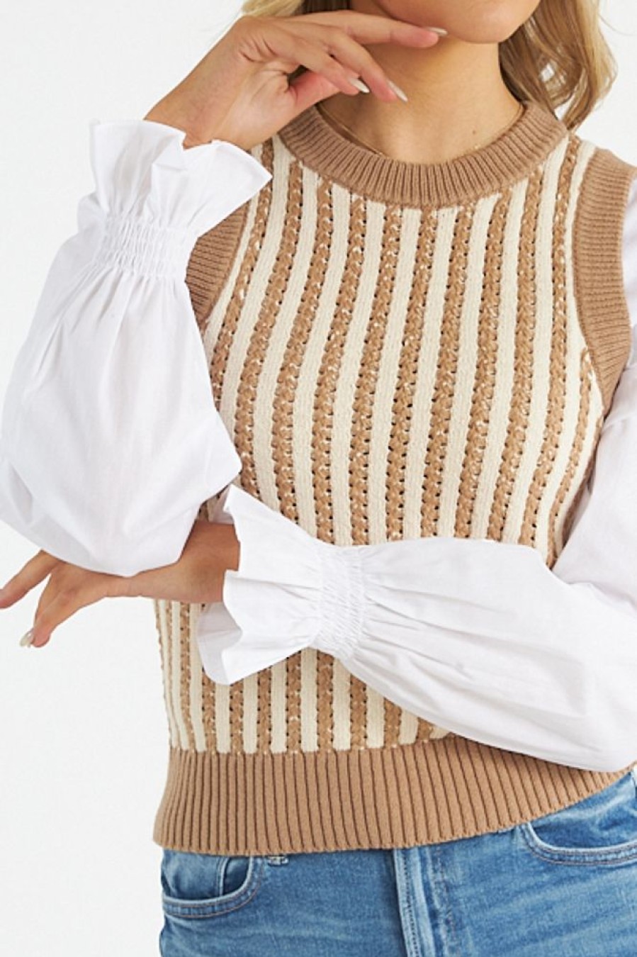 Women French Connection Blouses | Moma Vest Mix