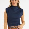 Women Michael Stars Blouses | Amara Mock Neck Power Top