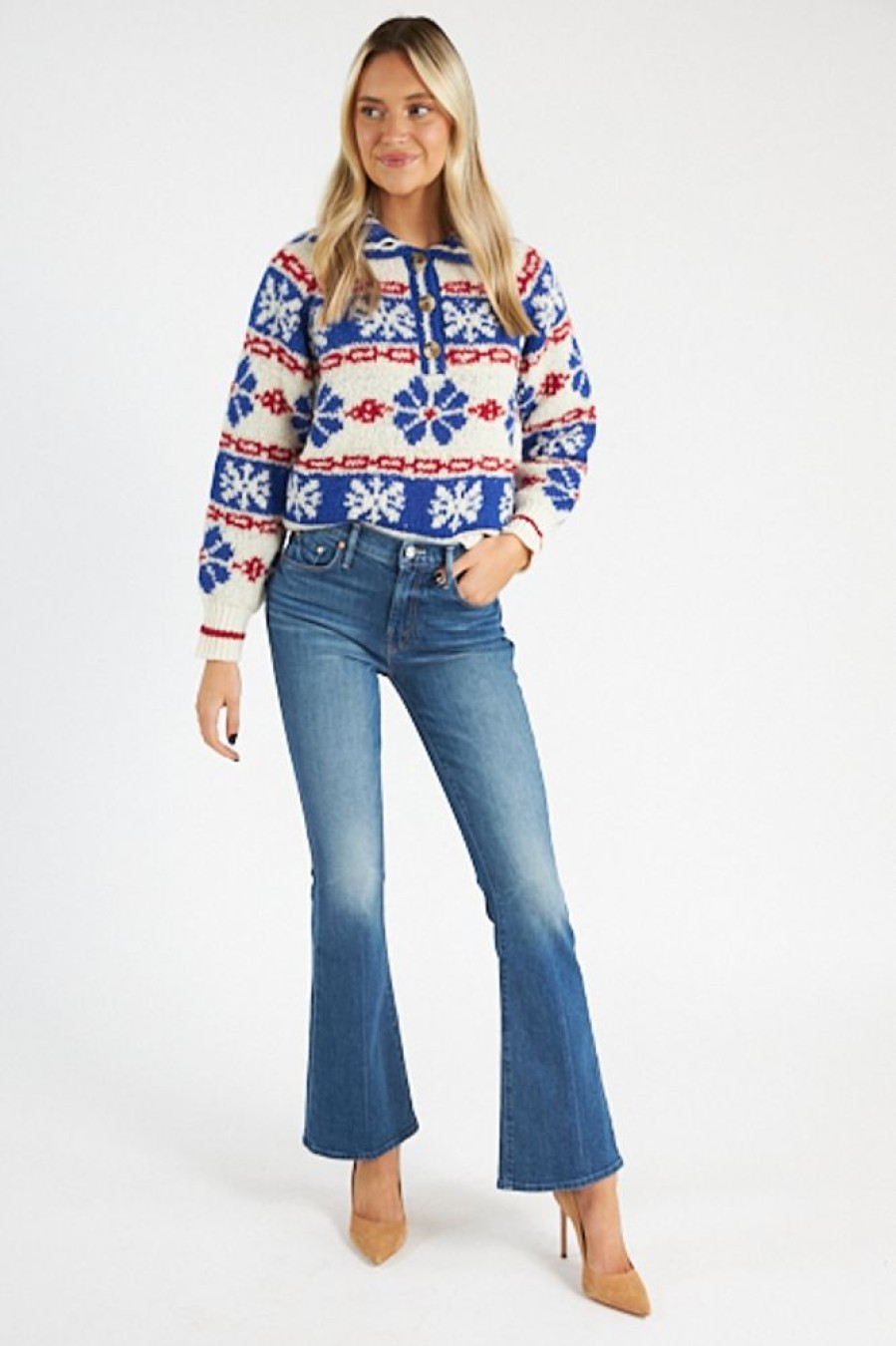 Women Mother Sweaters | The Buttoned Funnel Jumper