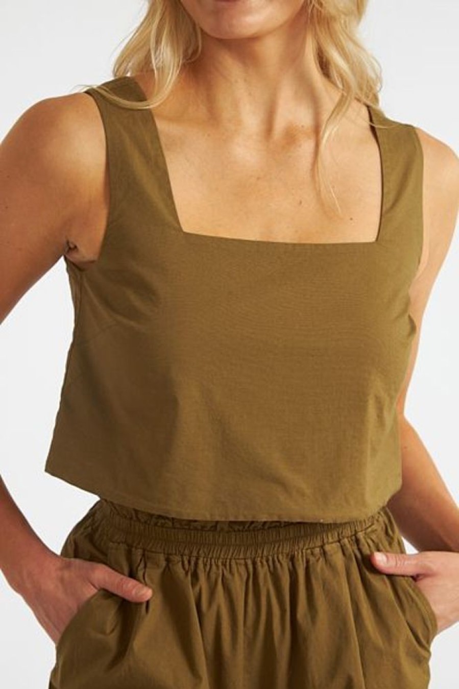 Women Monrow Blouses | Poplin Tank Verde