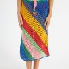 Women Farm Rio | Diagonal Stripes Crochet Midi Skirt