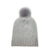 Women HatAttack | Slouchy Beanie With Real Pom Lightgrey