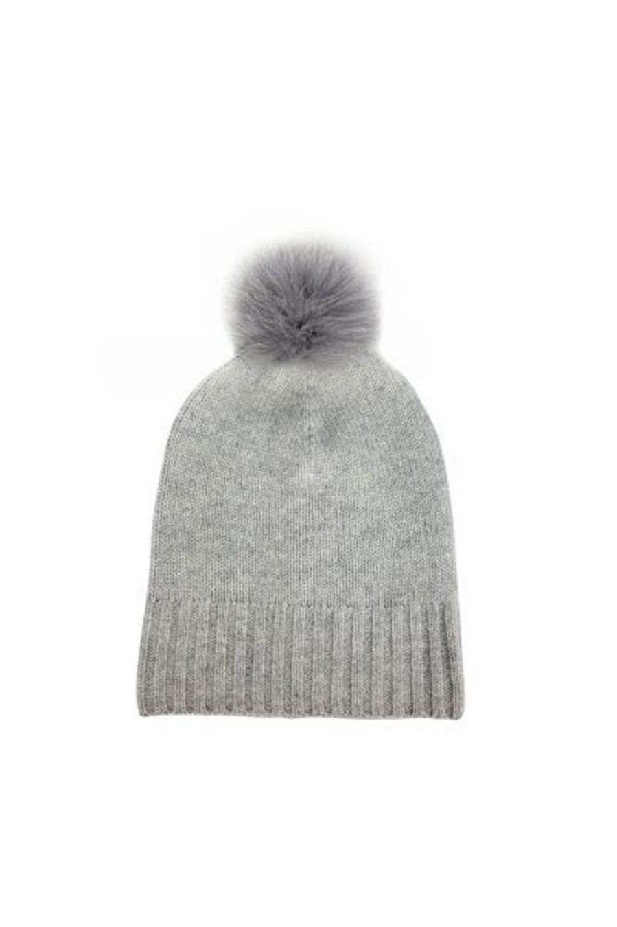 Women HatAttack | Slouchy Beanie With Real Pom Lightgrey