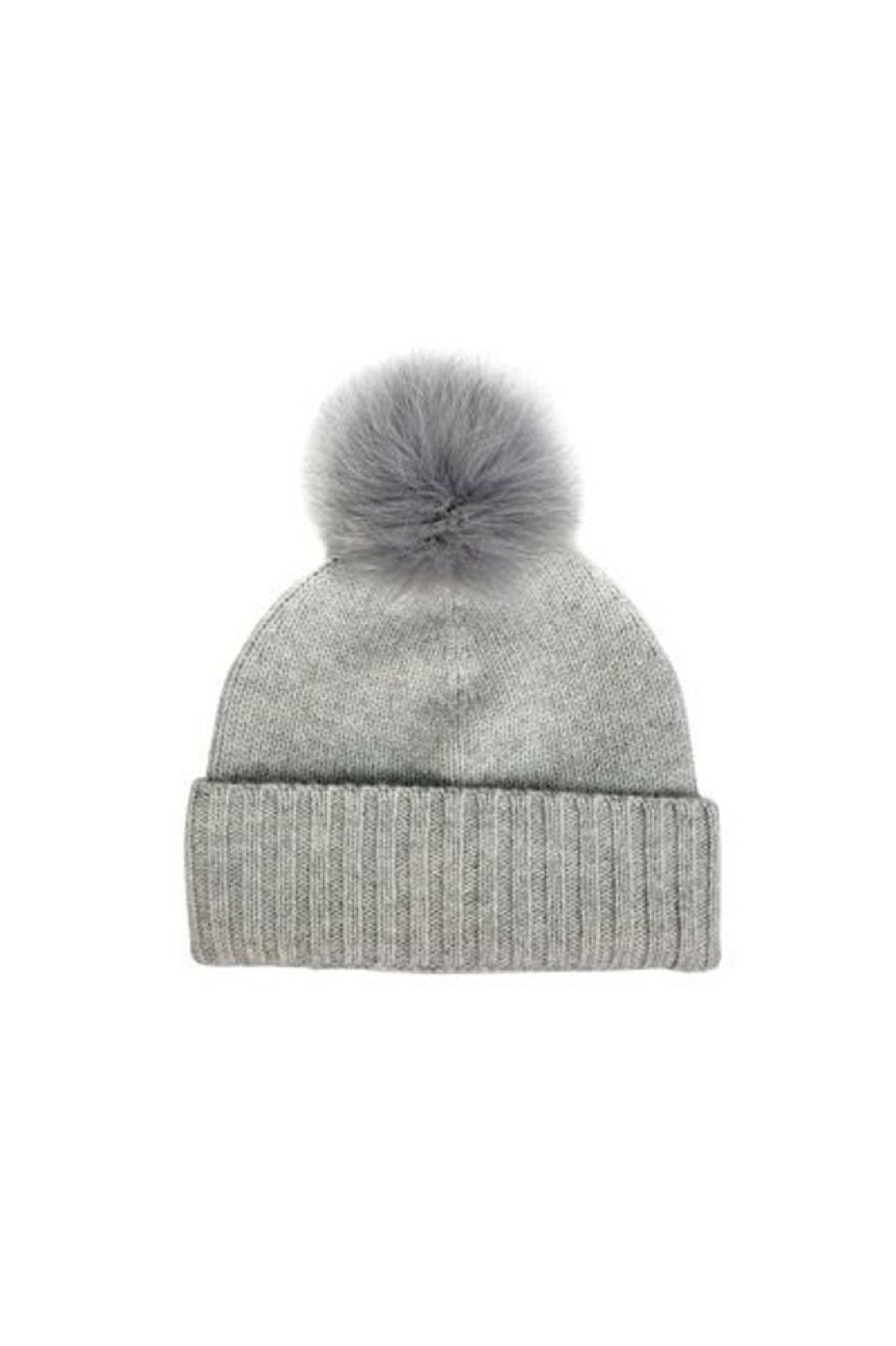 Women HatAttack | Slouchy Beanie With Real Pom Lightgrey