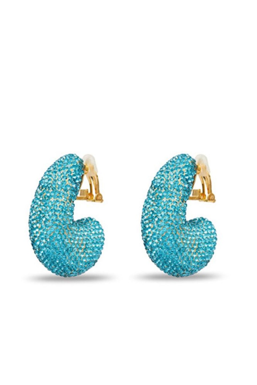 Women Lele Sadoughi | Pave Dome Hoop Clip-On Earring Ocean Cove