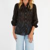 Women Esqualo Blouses | Black Jacquard Blouse