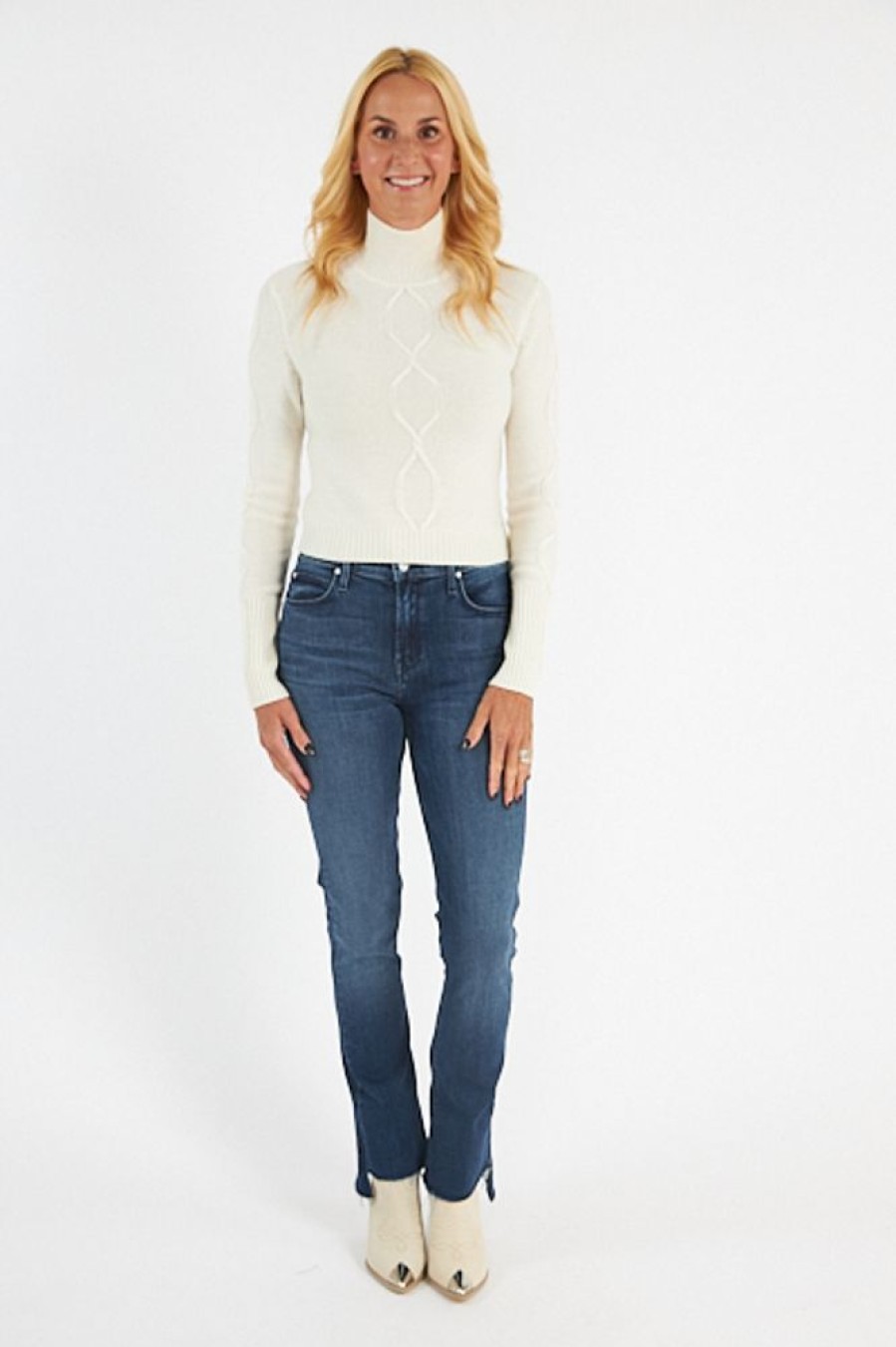 Women Esqualo Sweaters | Cropped Cable Mockneck