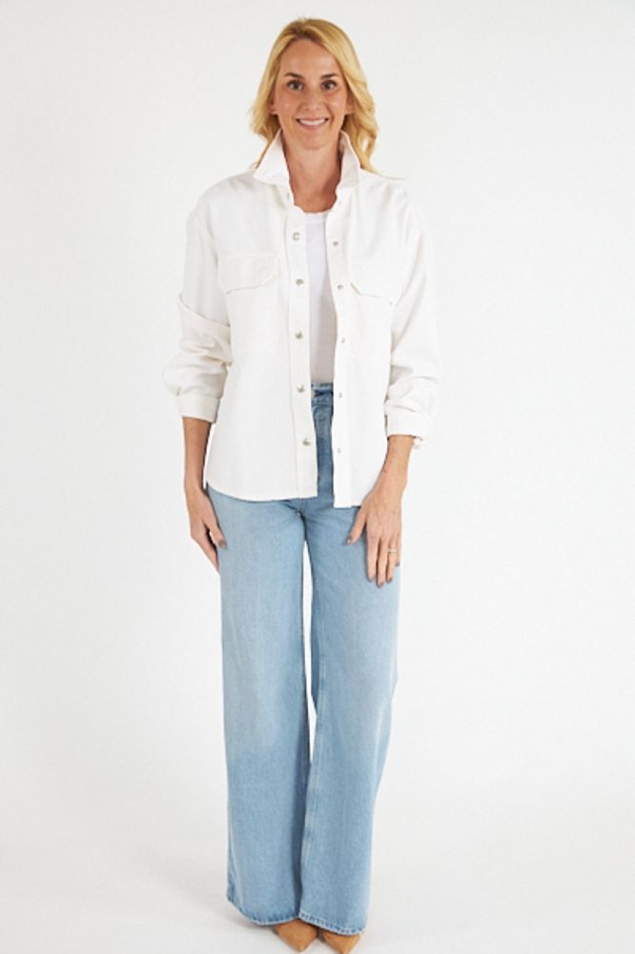 Women AGolde | Gwen Slice Shirt In Fortune Cookie