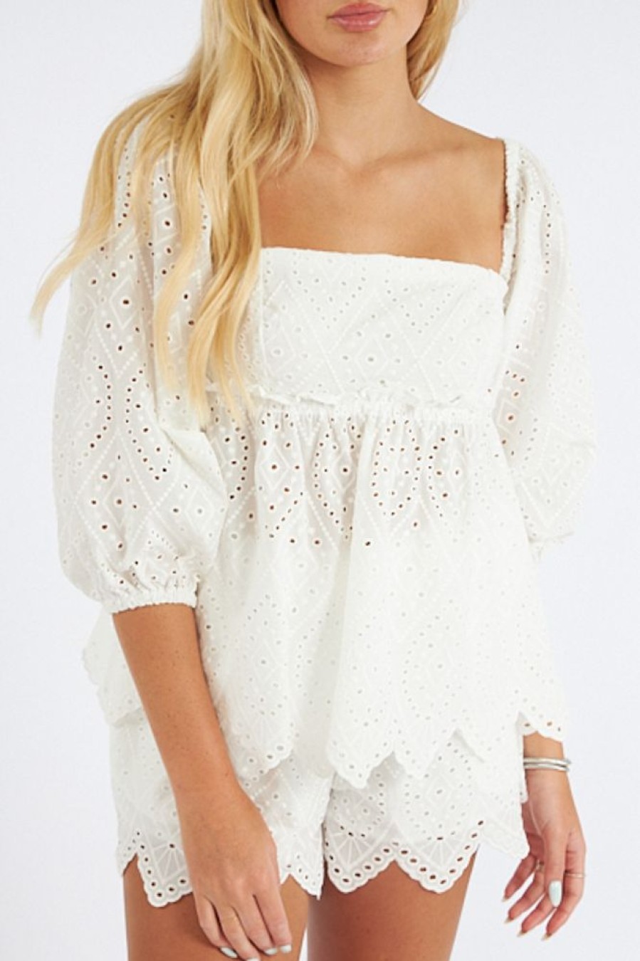 Women Misa Blouses | Sera Top White Eyelet