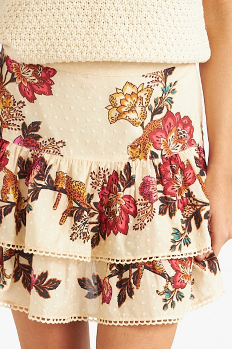 Women Farm Rio Skirts | Leopard Flowers Sand Mini Skirt