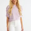 Women Frame Blouses | Ruched Tie Sleeve Tee Lilac