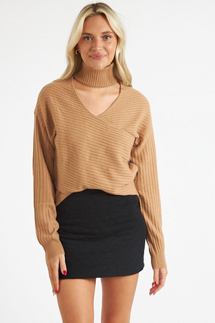 Women Nadaam Blouses | Cashmere Reversible Wrap Turtle