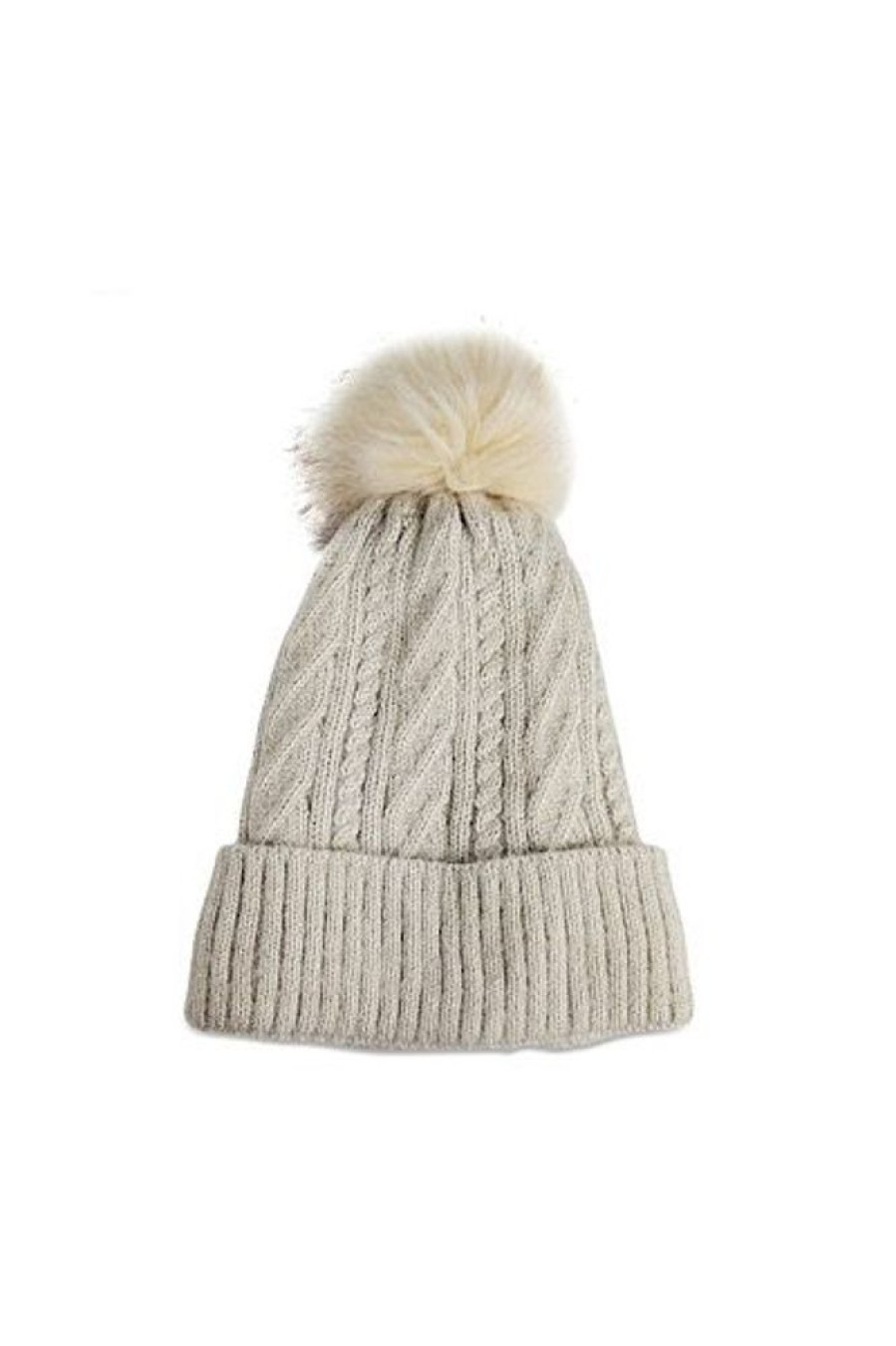 Women HatAttack | Classic Cable Lined Pom Hat