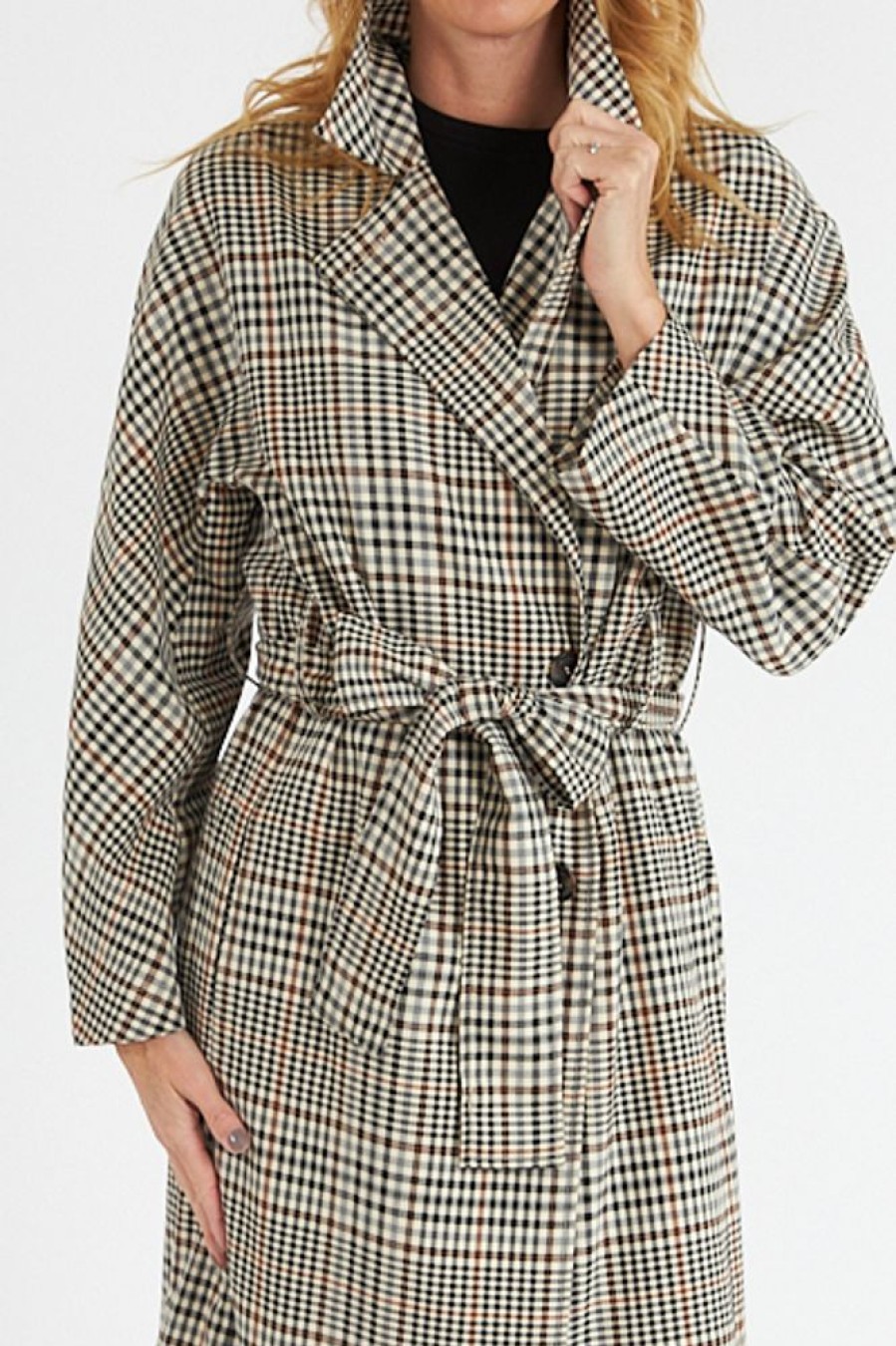 Women French Connection | Dandy Check Trench Coat