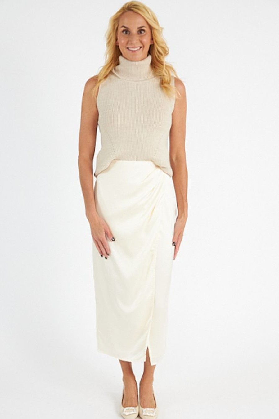 Women French Connection Skirts | Inu Satin Midi Wrap Skirt