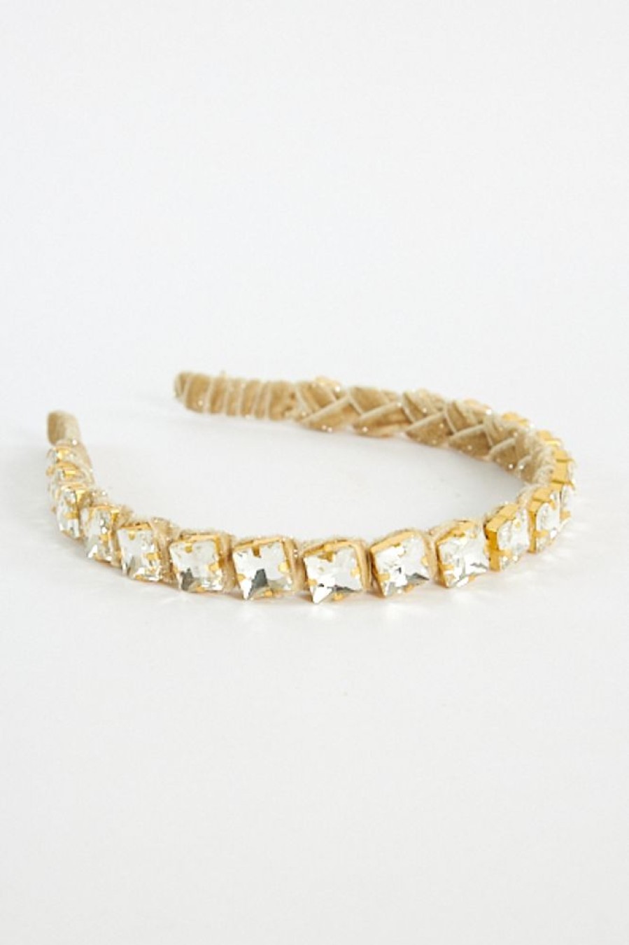 Women Lele Sadoughi | Square Crystal Strand Headband Gold