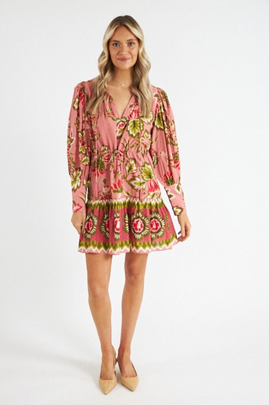 Women Farm Rio | Aura Floral Soft Pink Mini Dress