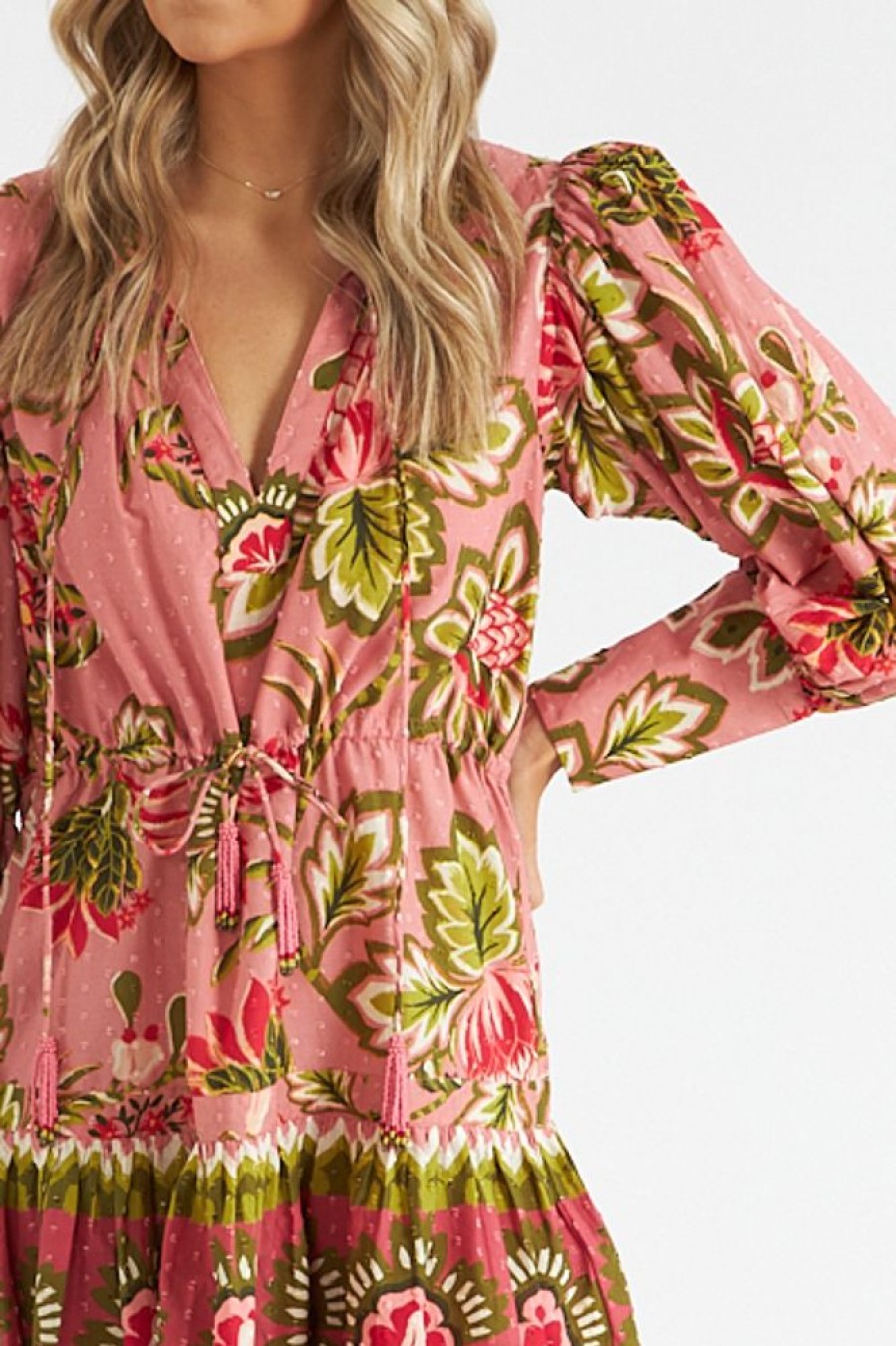 Women Farm Rio | Aura Floral Soft Pink Mini Dress