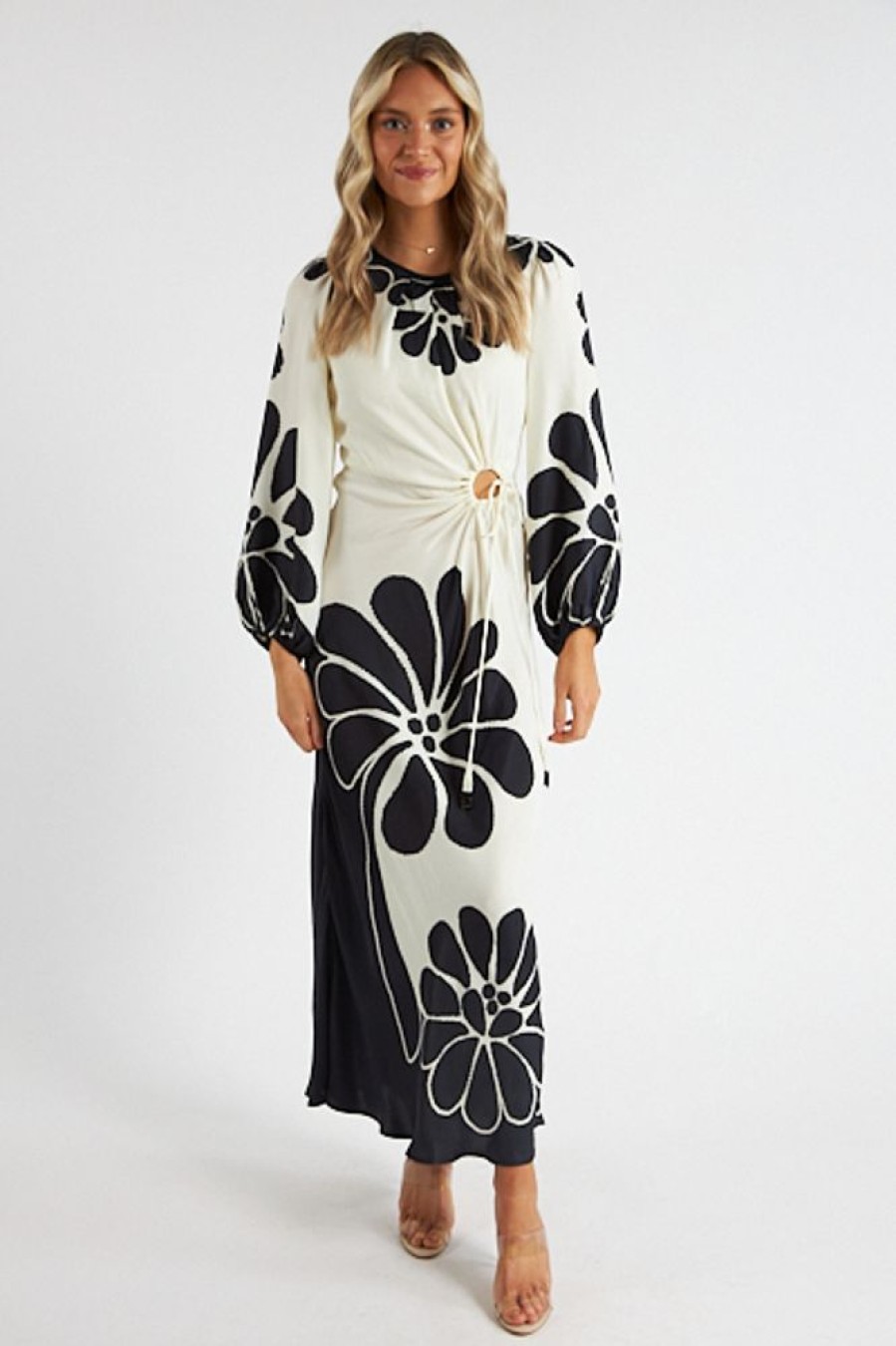 Women Farm Rio | Palermo Black Cut Out Ls Maxi Dress