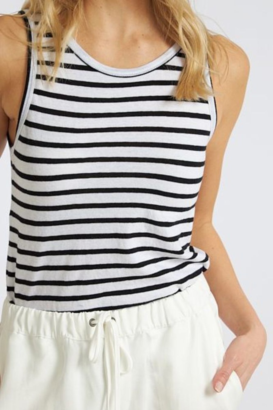 Women Enza Costa Blouses | Easy Tank White/Black