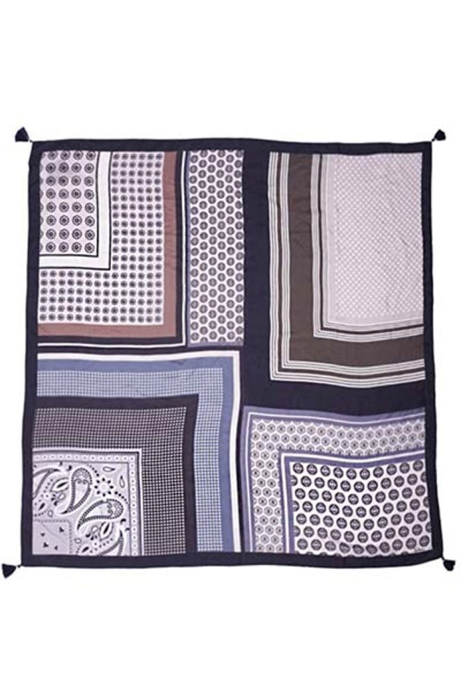 Women e.Allen | Foulard Patch Tassel Square Black