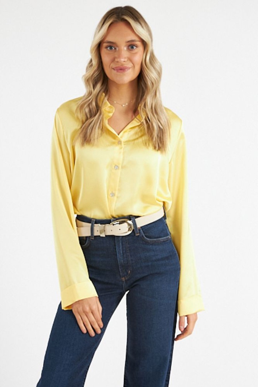 Women Show Me Your MuMu Blouses | Smith Button Down Butter Yellow