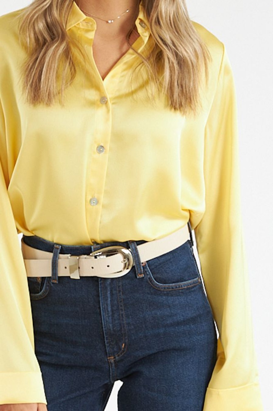 Women Show Me Your MuMu Blouses | Smith Button Down Butter Yellow