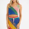 Women Farm Rio | Diagonal Stripes Crochet Crop Top