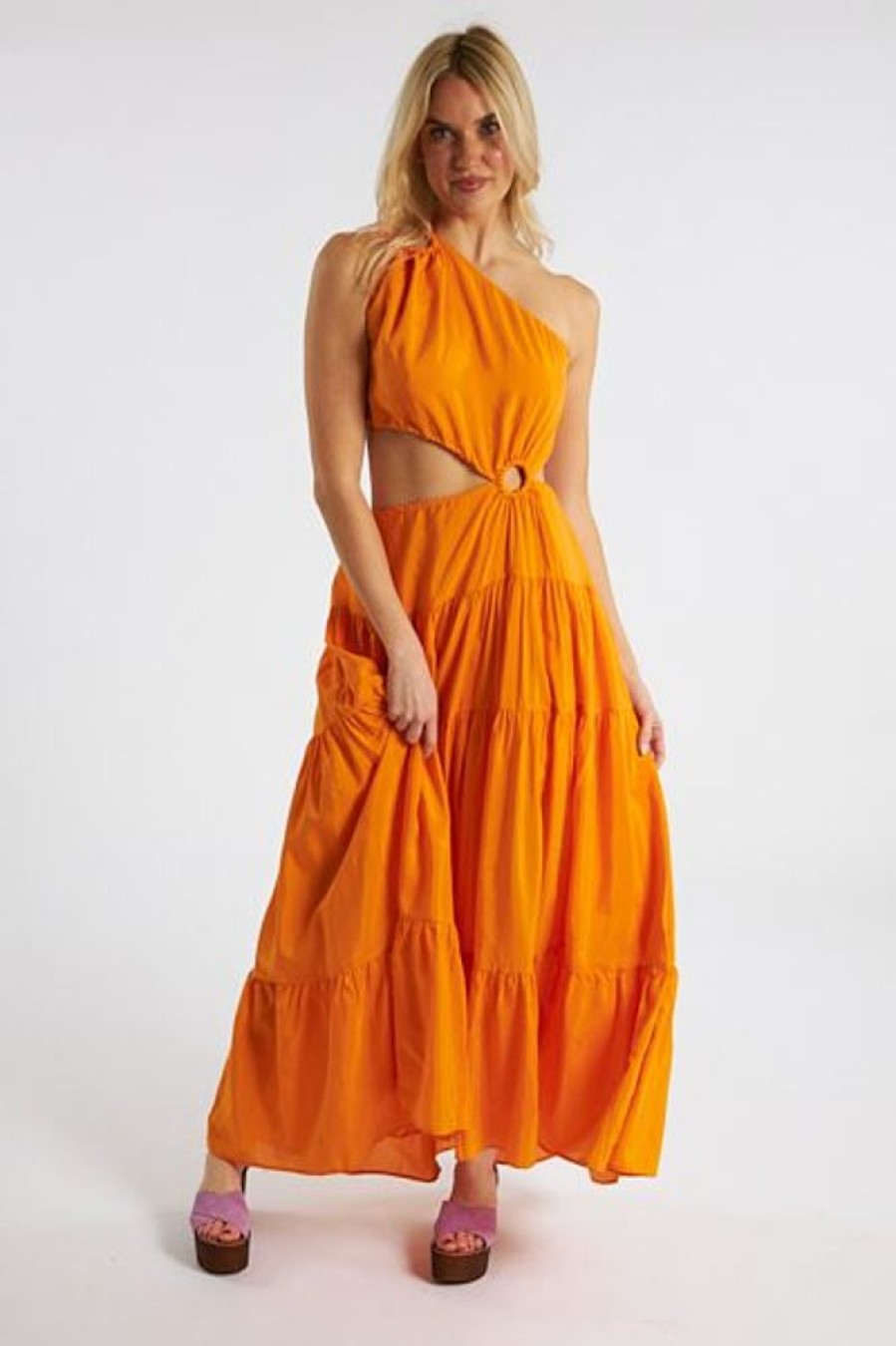 Women Farm Rio | Orange Assymetrical Maxi Dress