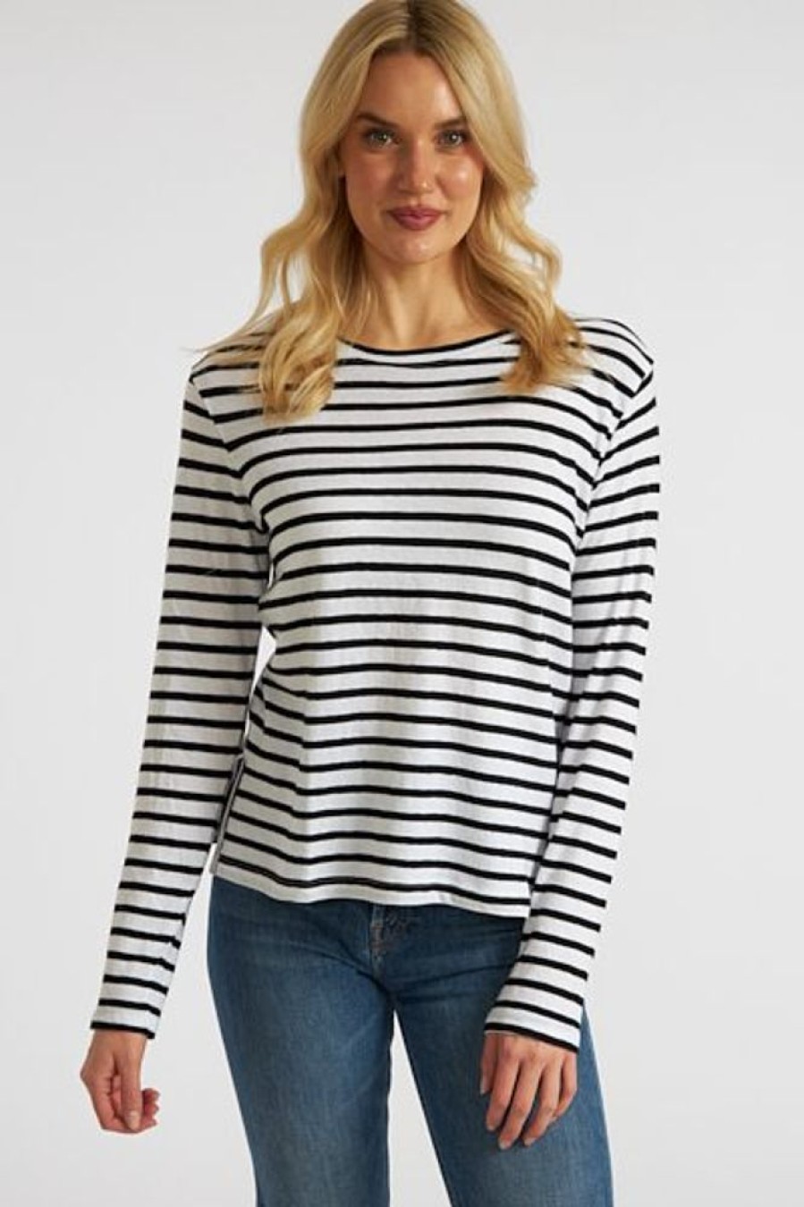 Women Enza Costa Tees | Breton Top White/Black