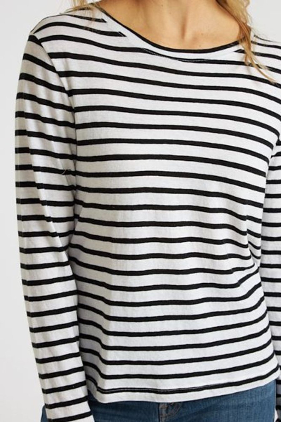 Women Enza Costa Tees | Breton Top White/Black