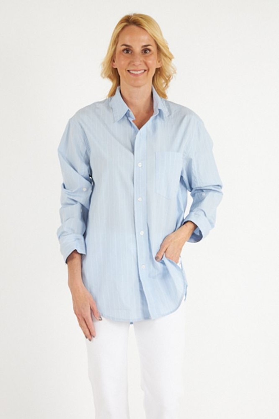 Women Citizens of Humanity Blouses | Kayla Shirt In Skyway Stripe